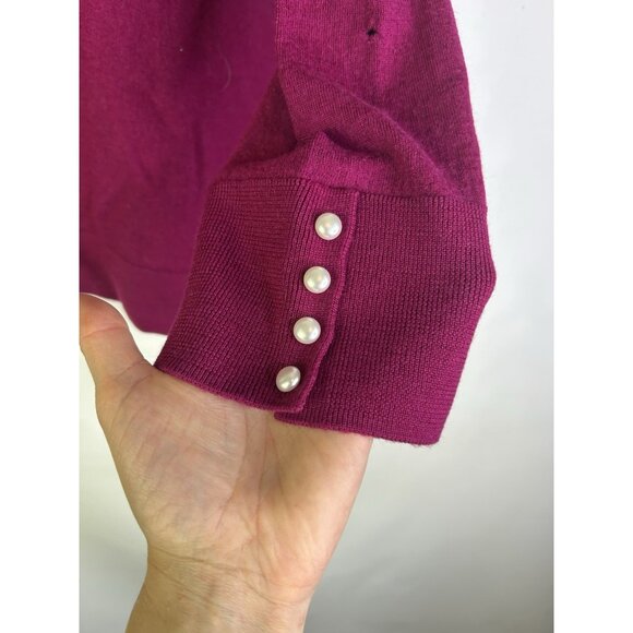 Talbots Merino Wool Button Detail Lightweight Sweater Purple - Picture 4 of 7